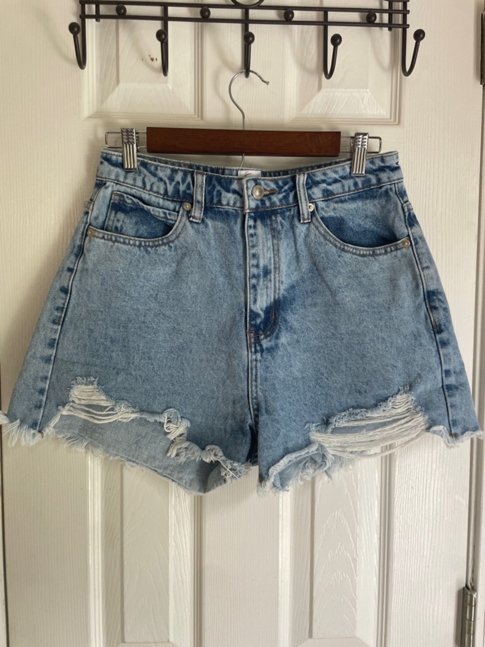 Princess Polly Light Blue Boho Western Streetwear Distressed Denim Shorts